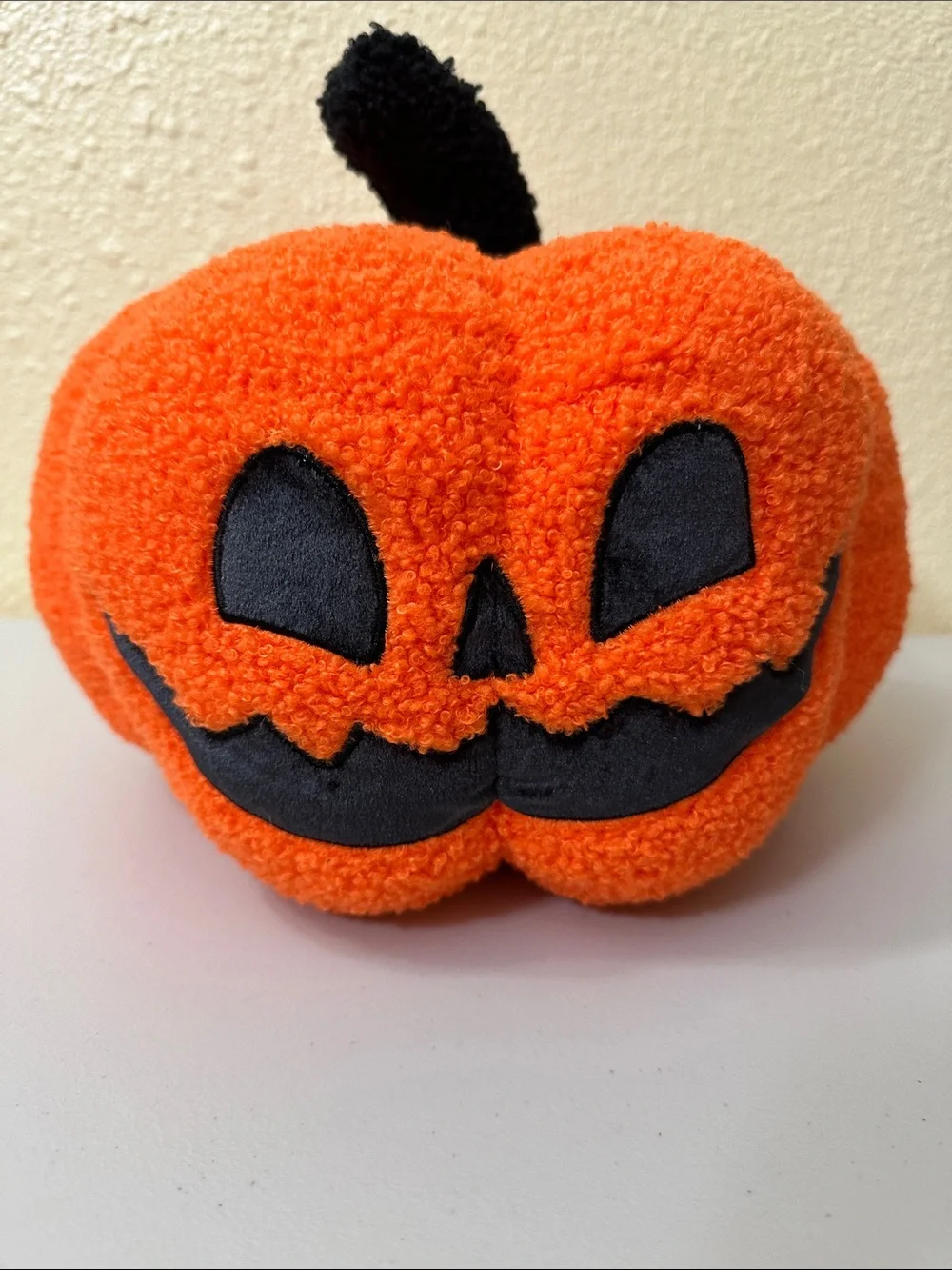 Plush Halloween Pumpkin Pillow in Bright Orange